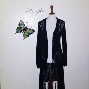 Black Crochet Cardigan